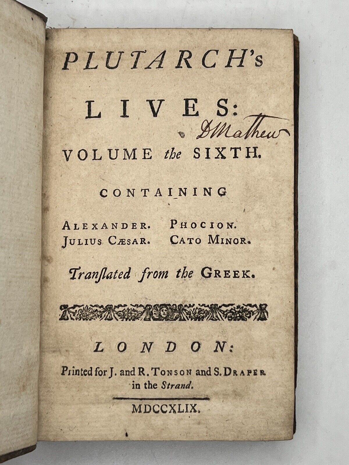 Plutarch's Lives by John Dryden 1749