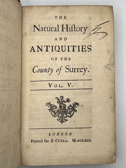 The Natural History and Antiquities of the County of Surrey by John Aubrey 1719