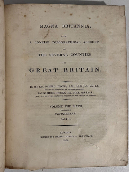 Lyson's Magna Britannia 1806-22 First Edition