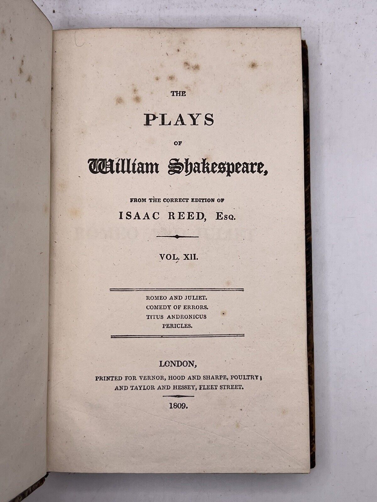 The Plays of William Shakespeare 1809 - Isaac Reed Edition