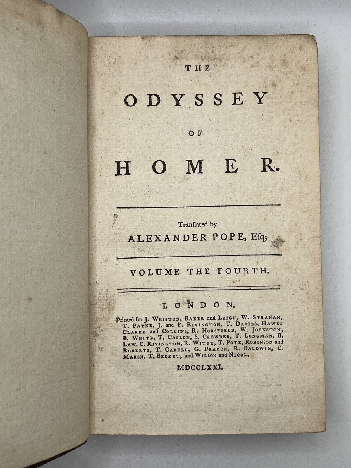 Homer's Iliad and Odyssey 1771 Alexander Pope Edition