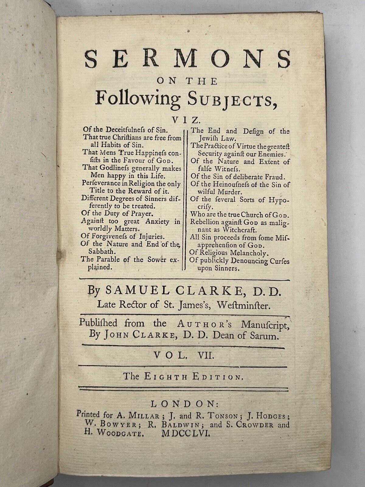 Sermons by Samuel Clarke 1756