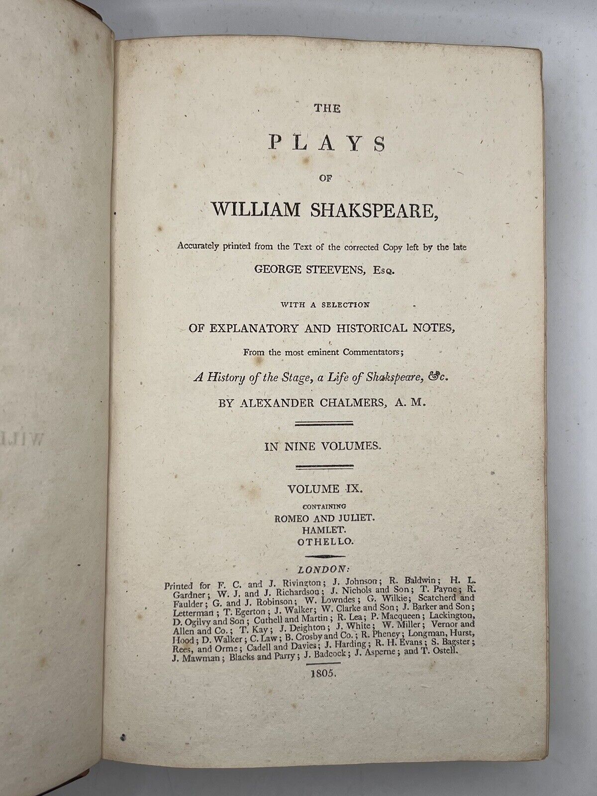 The Plays of William Shakespeare 1805: The Chalmers Edition