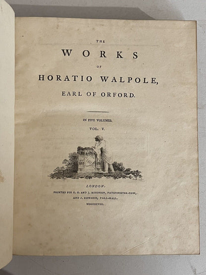 The Works of Horatio Walpole 1798 First Collected Edition