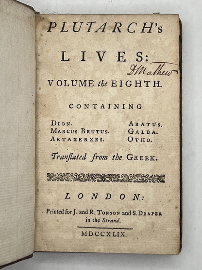 Plutarch's Lives by John Dryden 1749