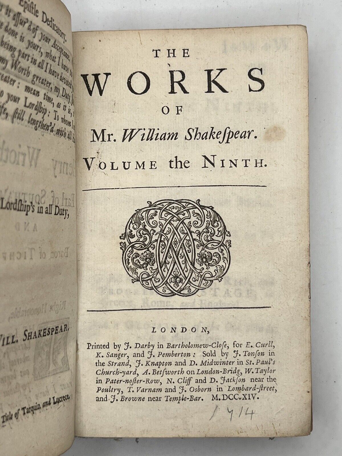 The Works of William Shakespeare 1714 Nicholas Rowe - Rare First Duodecimo Edition