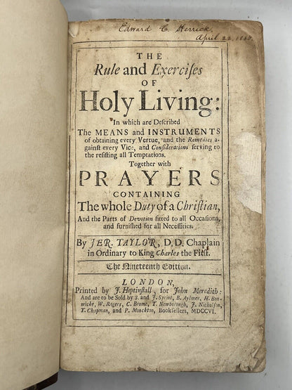 Holy Living & Holy Dying by Jeremy Taylor 1706