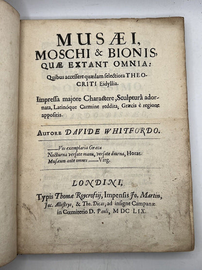 The Works of Musaeus, Moschus, and Bion 1659