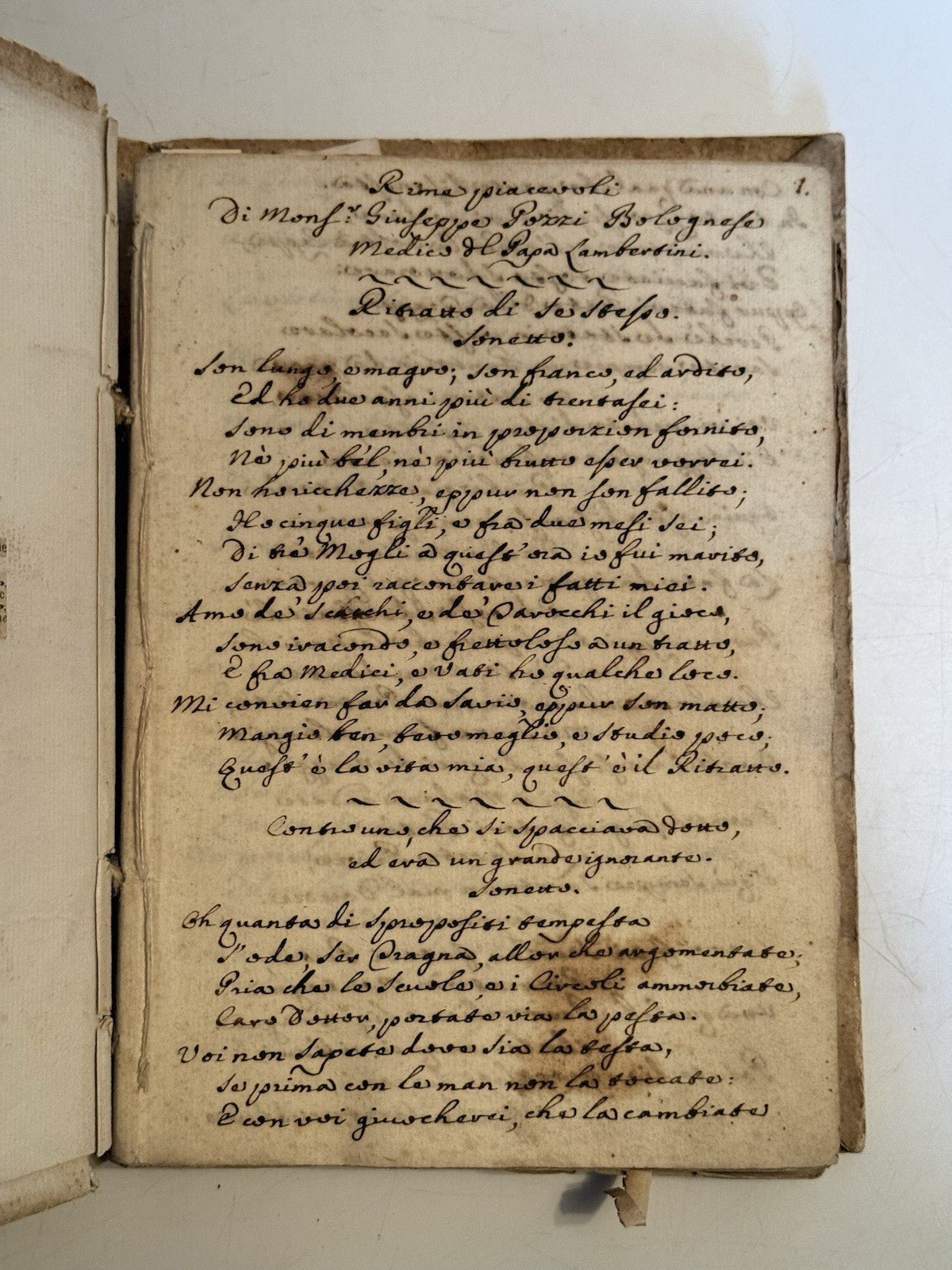 Italian Manuscript Book of Giuseppe Pozzi c1750-75