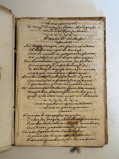 Italian Manuscript Book of Giuseppe Pozzi c1750-75