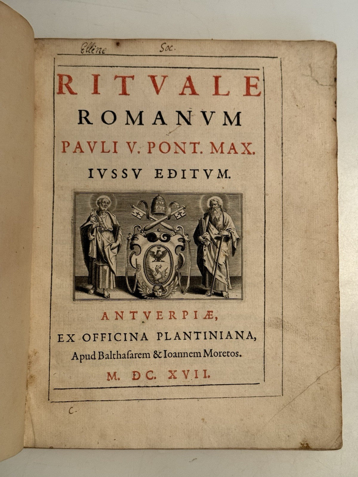 Rituale Romanum 1617 First Plantin Edition & Jesuit Working Copy