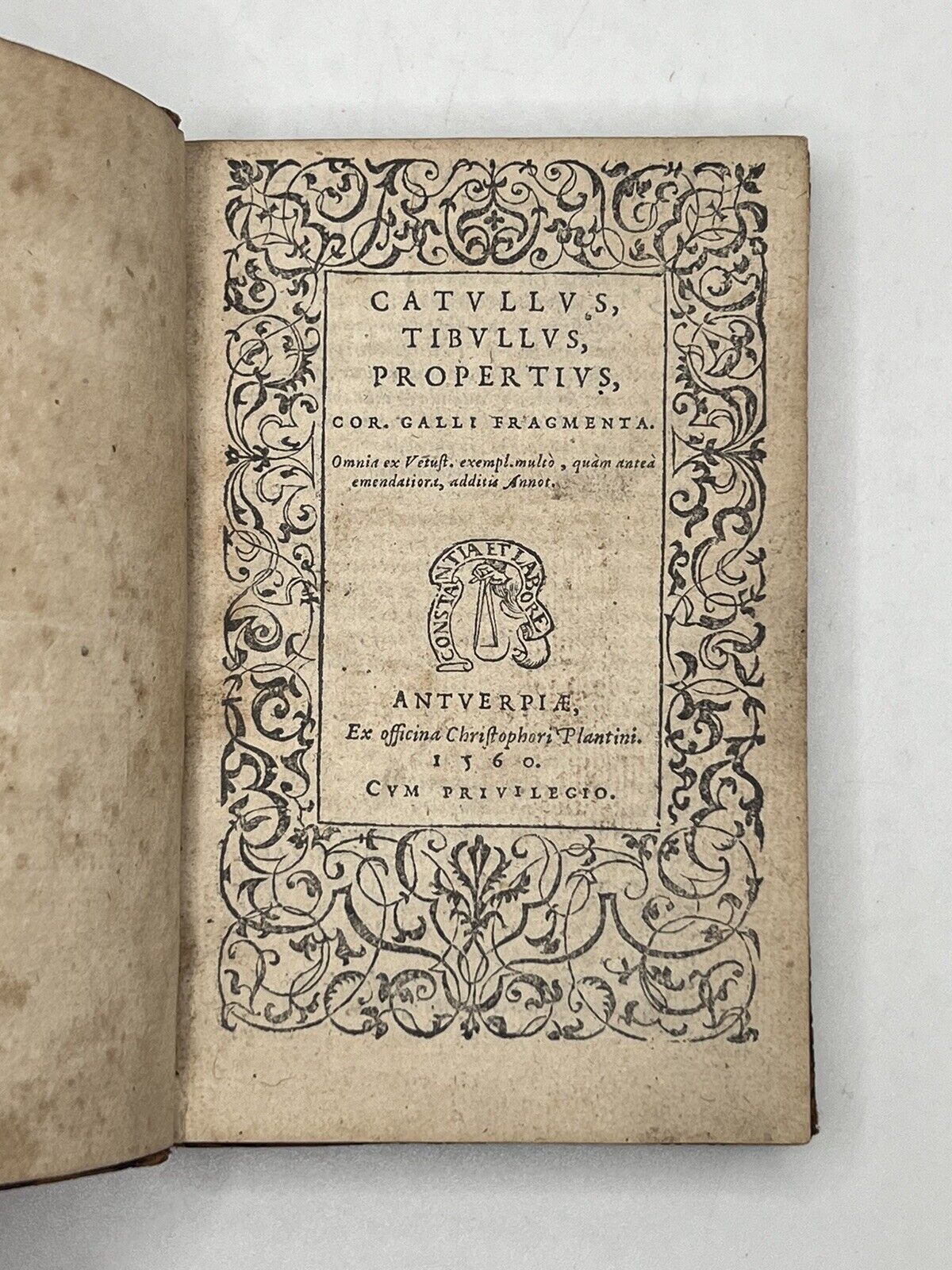 Catullus, Tibullus, Propertius, & Cornelius Gallus 1560 First Plantin Press Edition