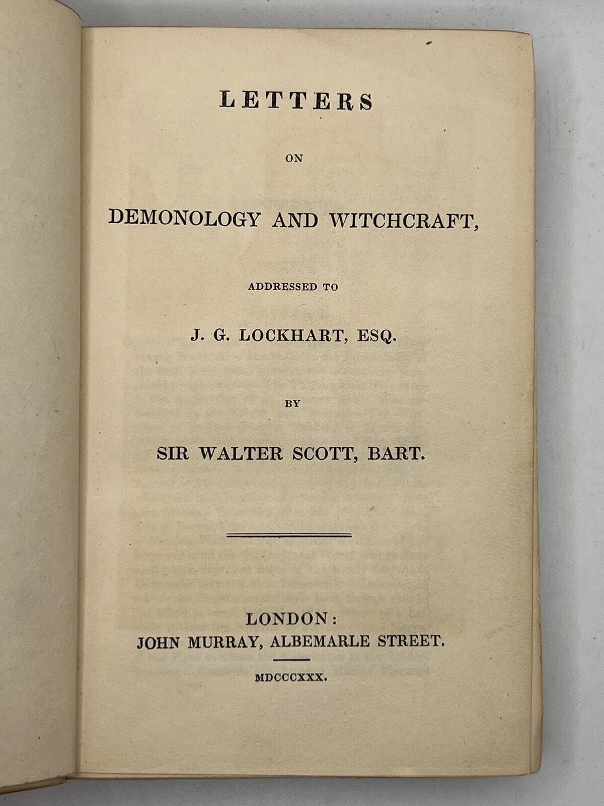 Letters on DEMONOLOGY & WITCHCRAFT by Walter Scott 1830 First Edition