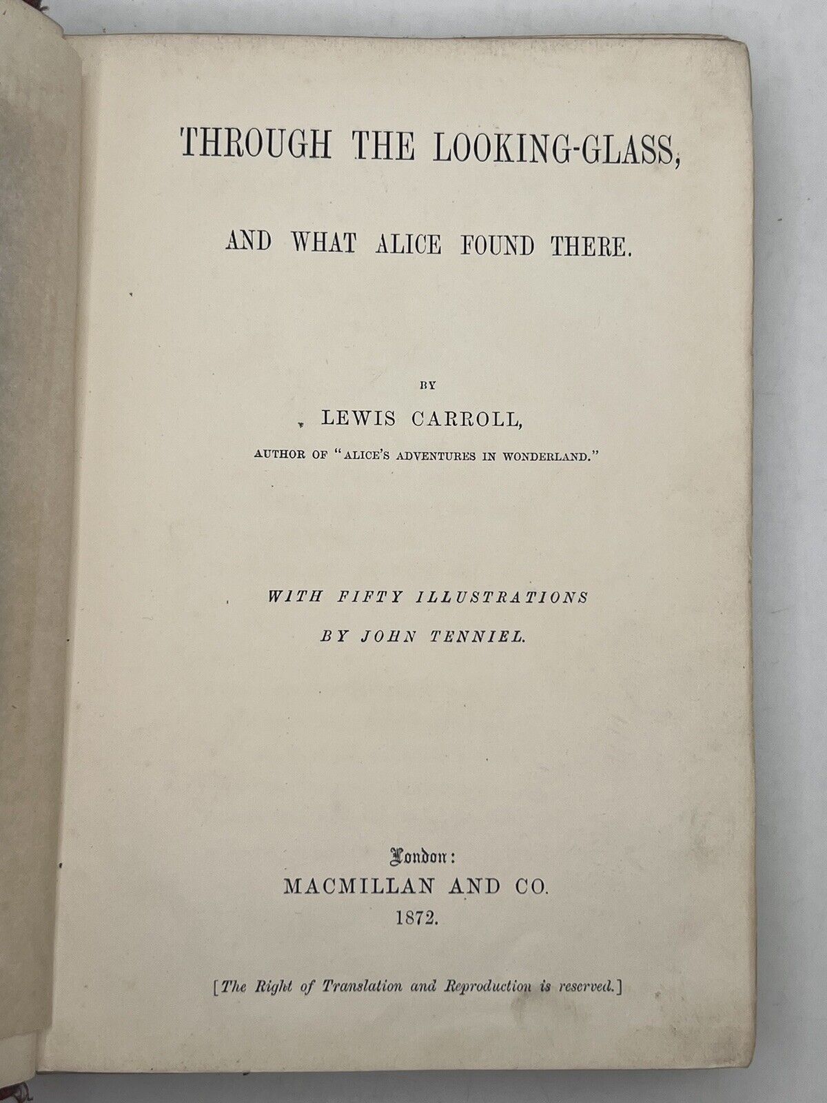 Through the Looking Glass by Lewis Carroll 1872 First Edition First Impression