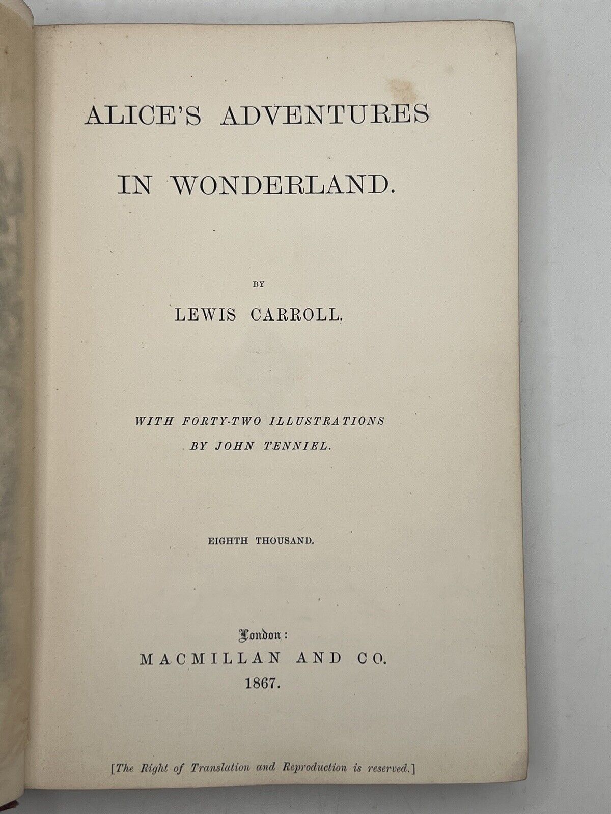 Alice in Wonderland by Lewis Carroll 1867 First Edition Original Cloth