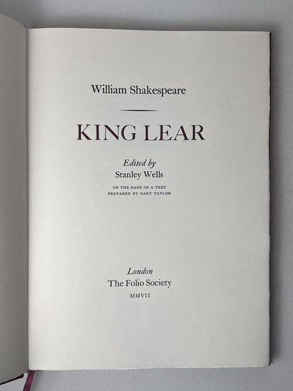 King Lear by William Shakespeare 2007 Folio Society The Letterpress Shakespeare No. 1324