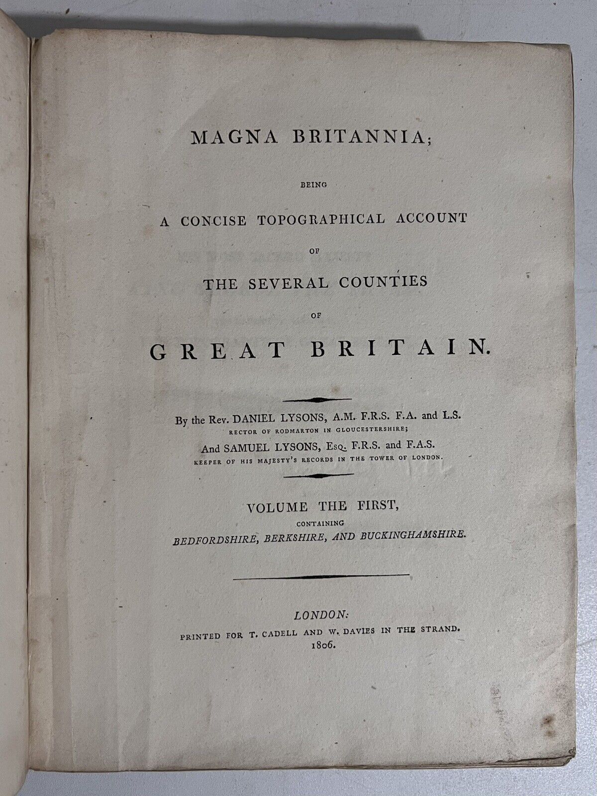 Lyson's Magna Britannia 1806-22 First Edition