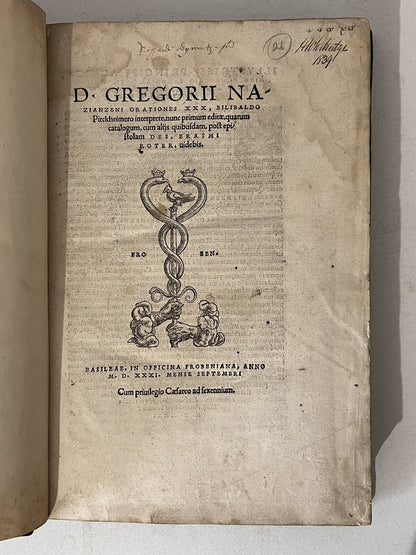 Gregory's 30 Sermons & Erasmus 1531 Froben Press