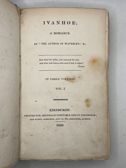 Ivanhoe by Sir Walter Scott 1820 First Edition