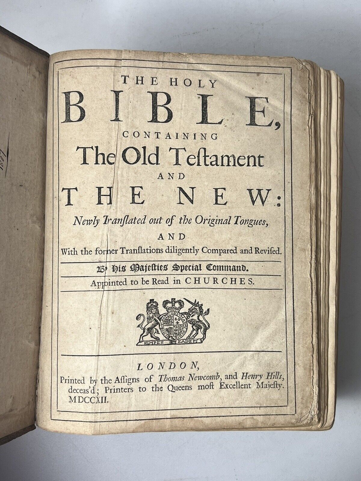 King James Bible 1712-13 with John Baskett's Book of Common Prayer