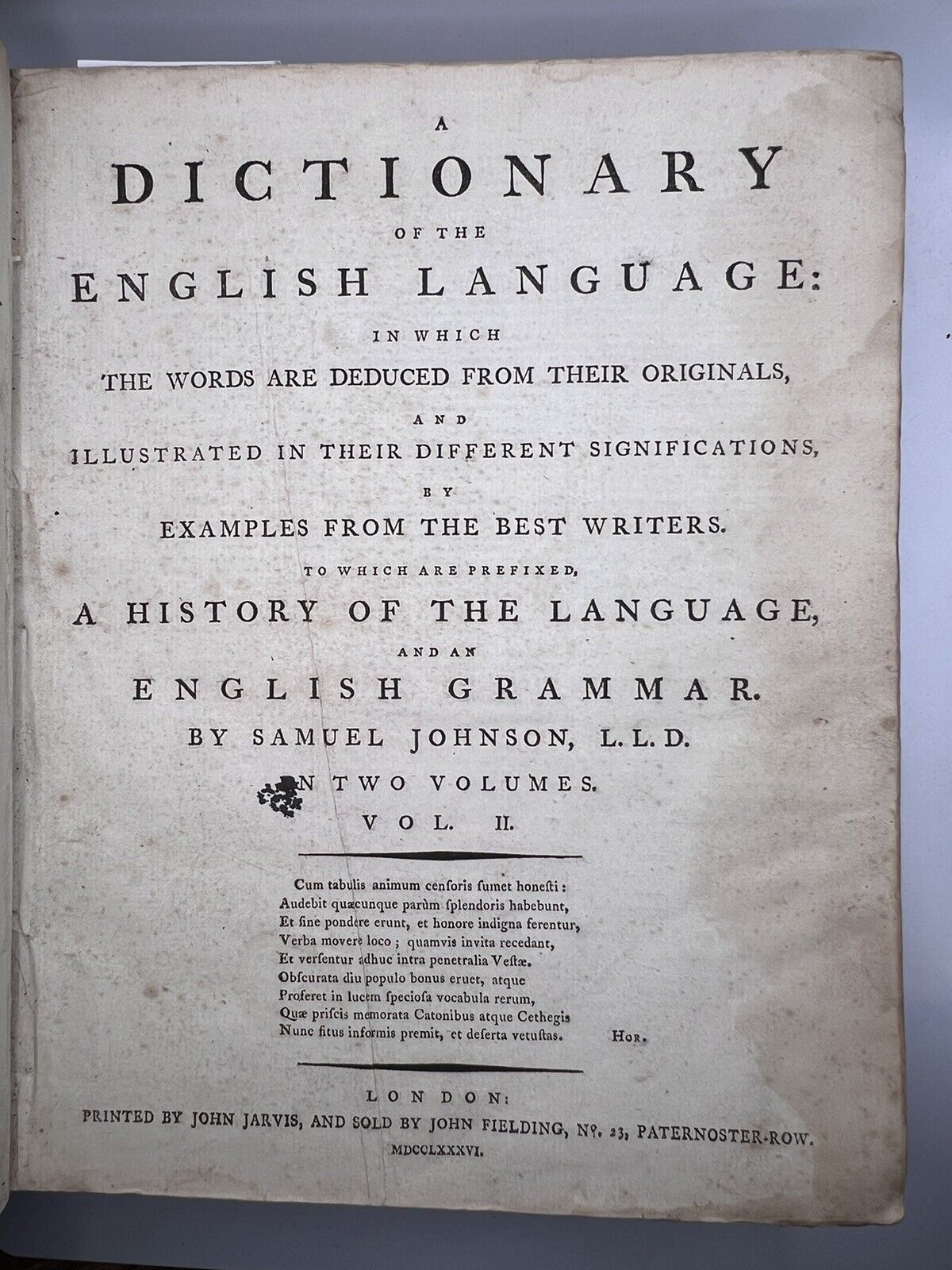 A Dictionary of the English Language by Samuel Johnson 1786