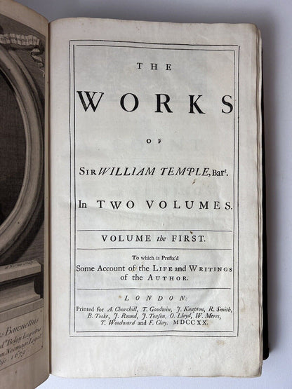 The Works of Sir William Temple 1720 First Edition