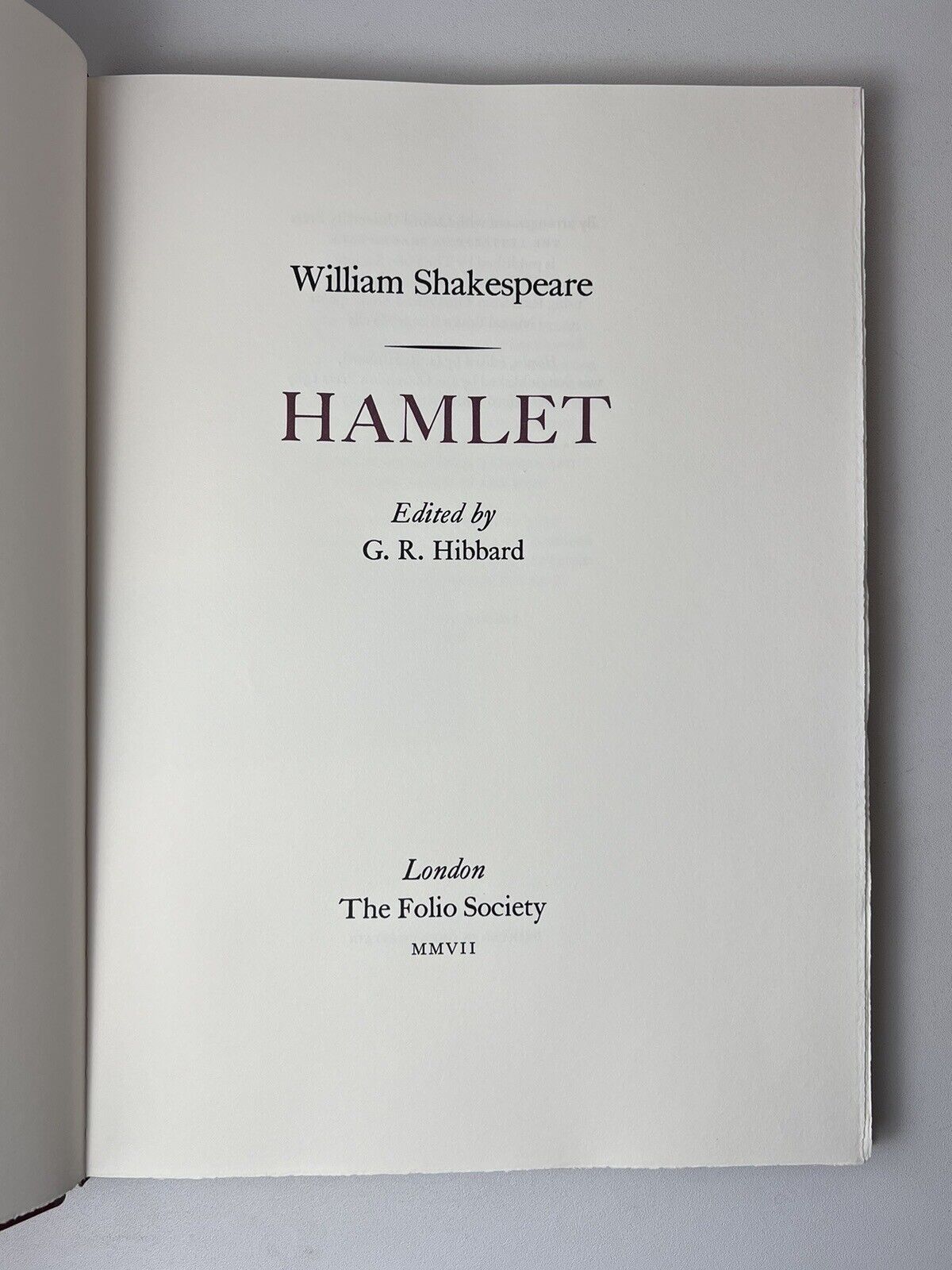 Hamlet by William Shakespeare 2007 Folio Society The Letterpress Shakespeare No. 2285