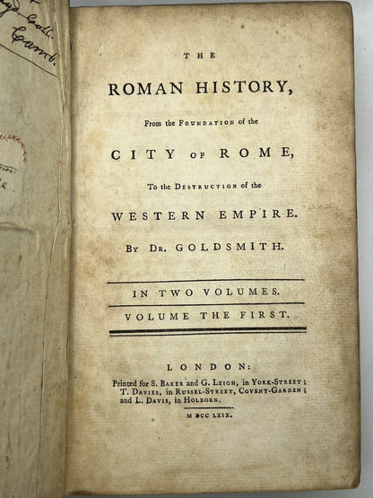 Oliver Goldsmith's Roman History 1769 First Edition