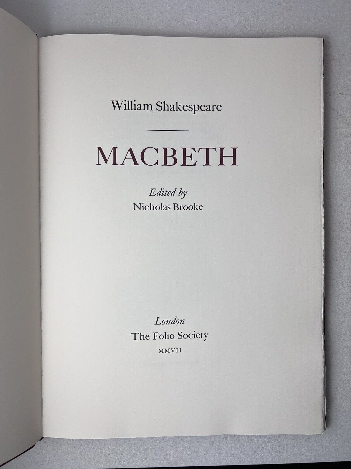 Macbeth by William Shakespeare 2007 Folio Society The Letterpress Shakespeare No. 1324