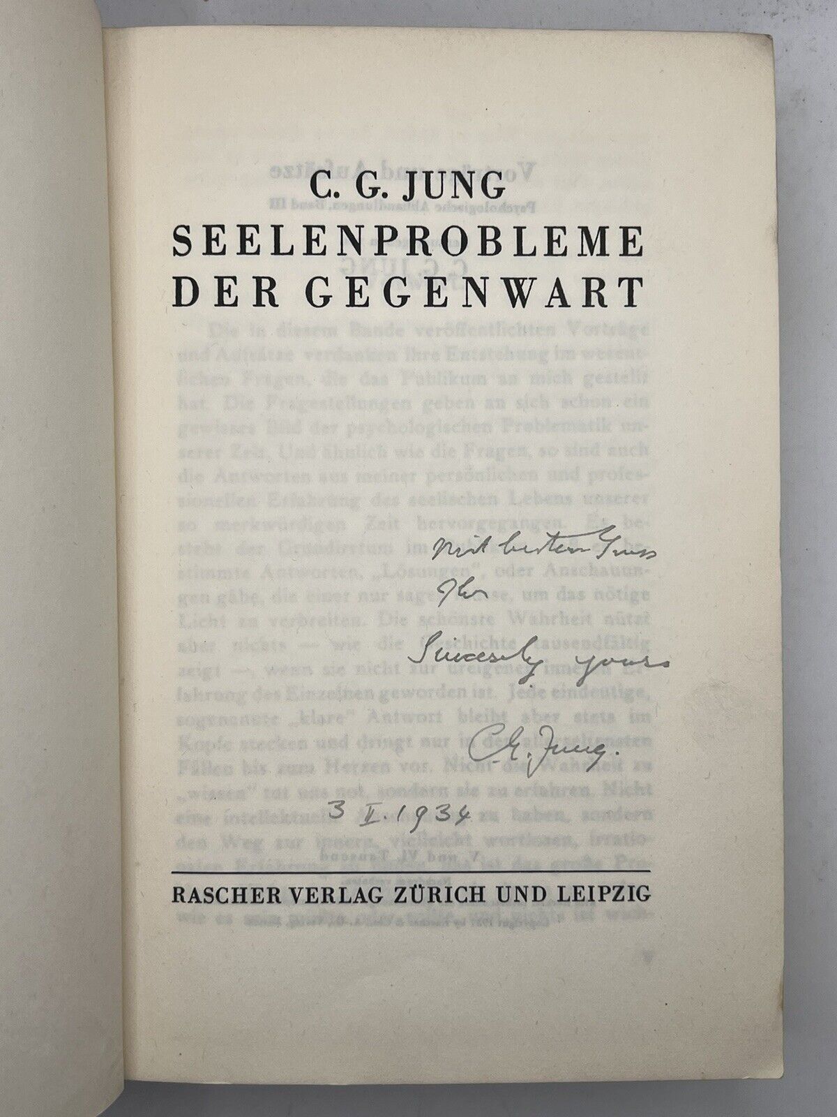 Modern Man in Search of a Soul by C.G. Jung 1934 Signed By Carl Jung!