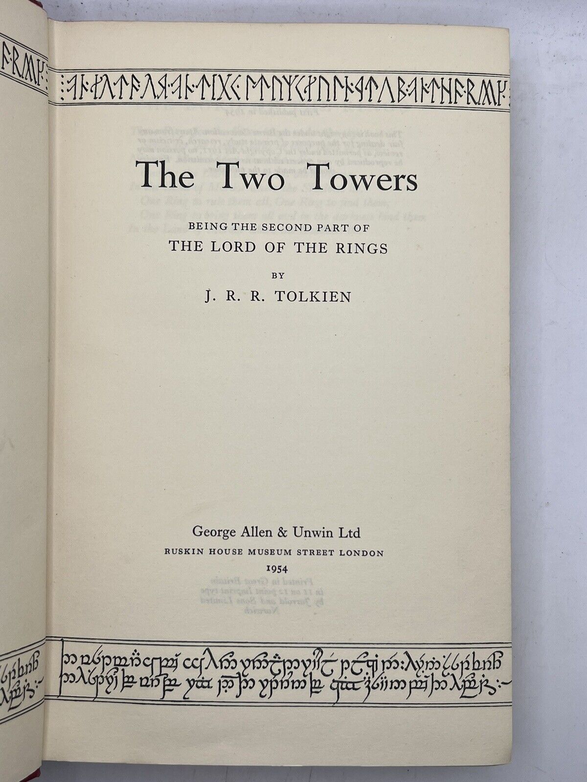 The Two Towers by J.R.R. Tolkien 1954 First Edition First Impression