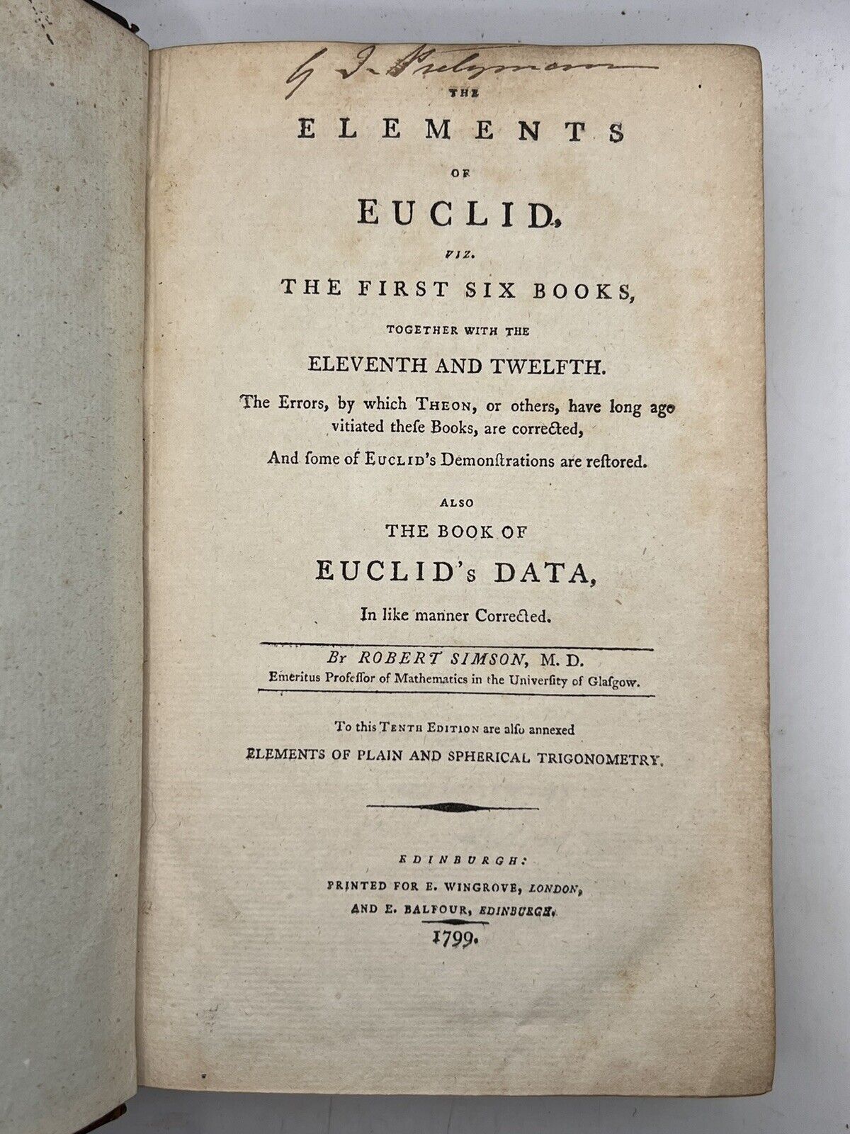 The Elements of EUCLID 1799 Simson English Edition