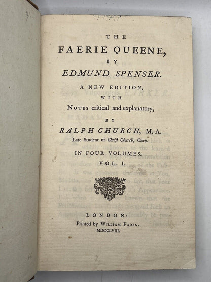 The Faerie Queene by Edmund Spenser 1758 Important Edition