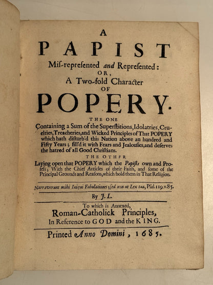 1685-8 Anglican vs Catholic Debate Sammelband