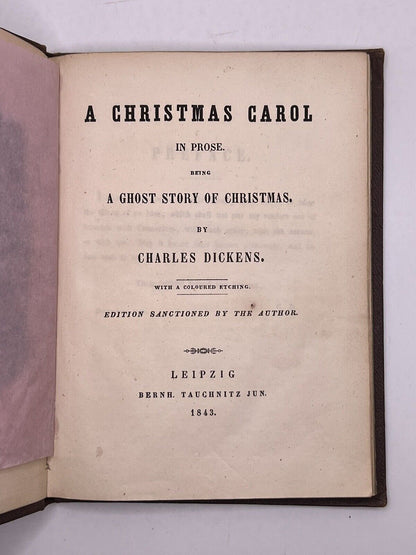 A Christmas Carol - Charles Dickens 1843 Tauchnitz First Edition in Original Cloth