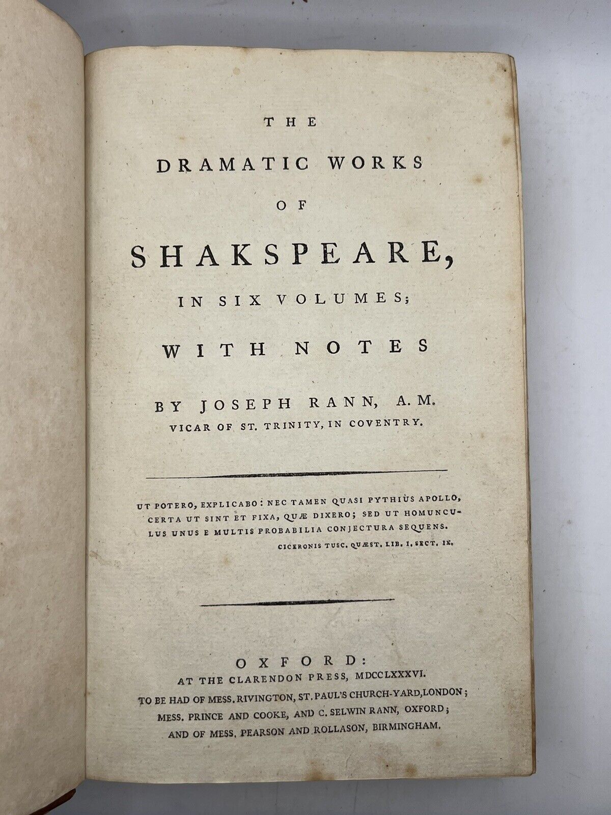 The Works of William Shakespeare 1786 Clarendon Press