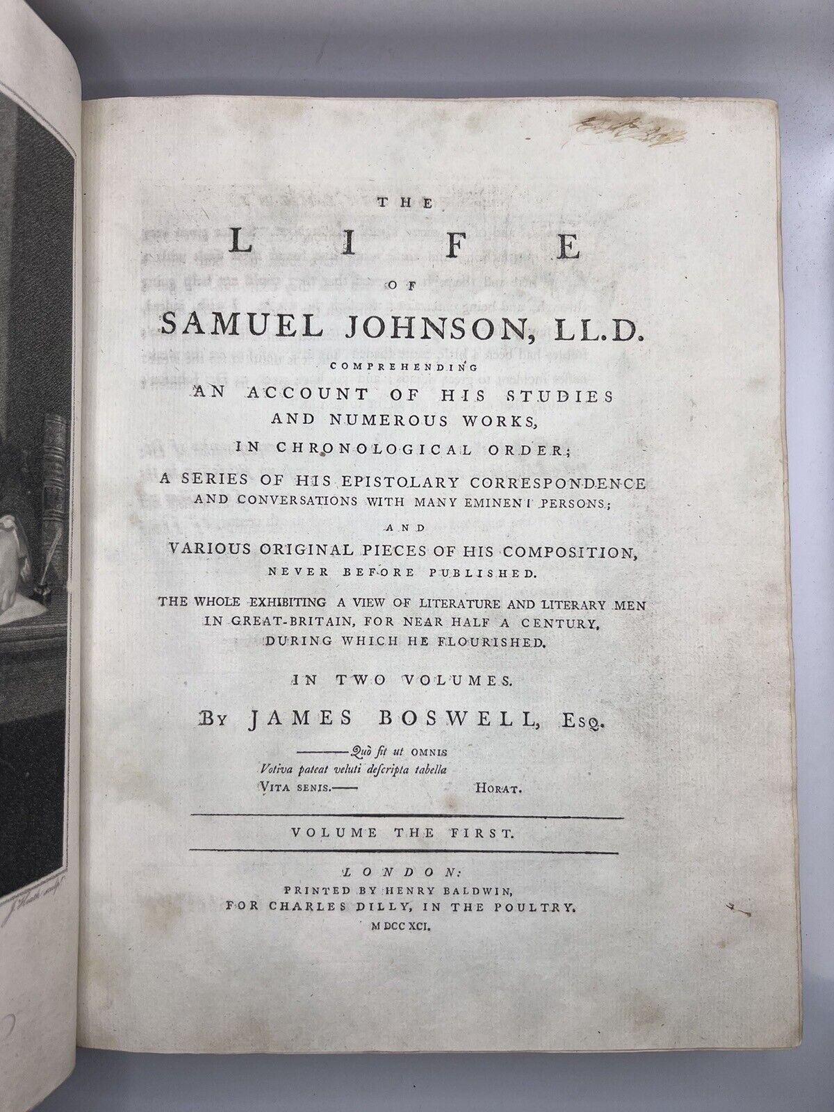 The Life of Samuel Johnson by James Boswell 1791 First Edition