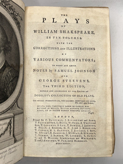 The Plays of William Shakespeare 1785 Samuel Johnson Edition