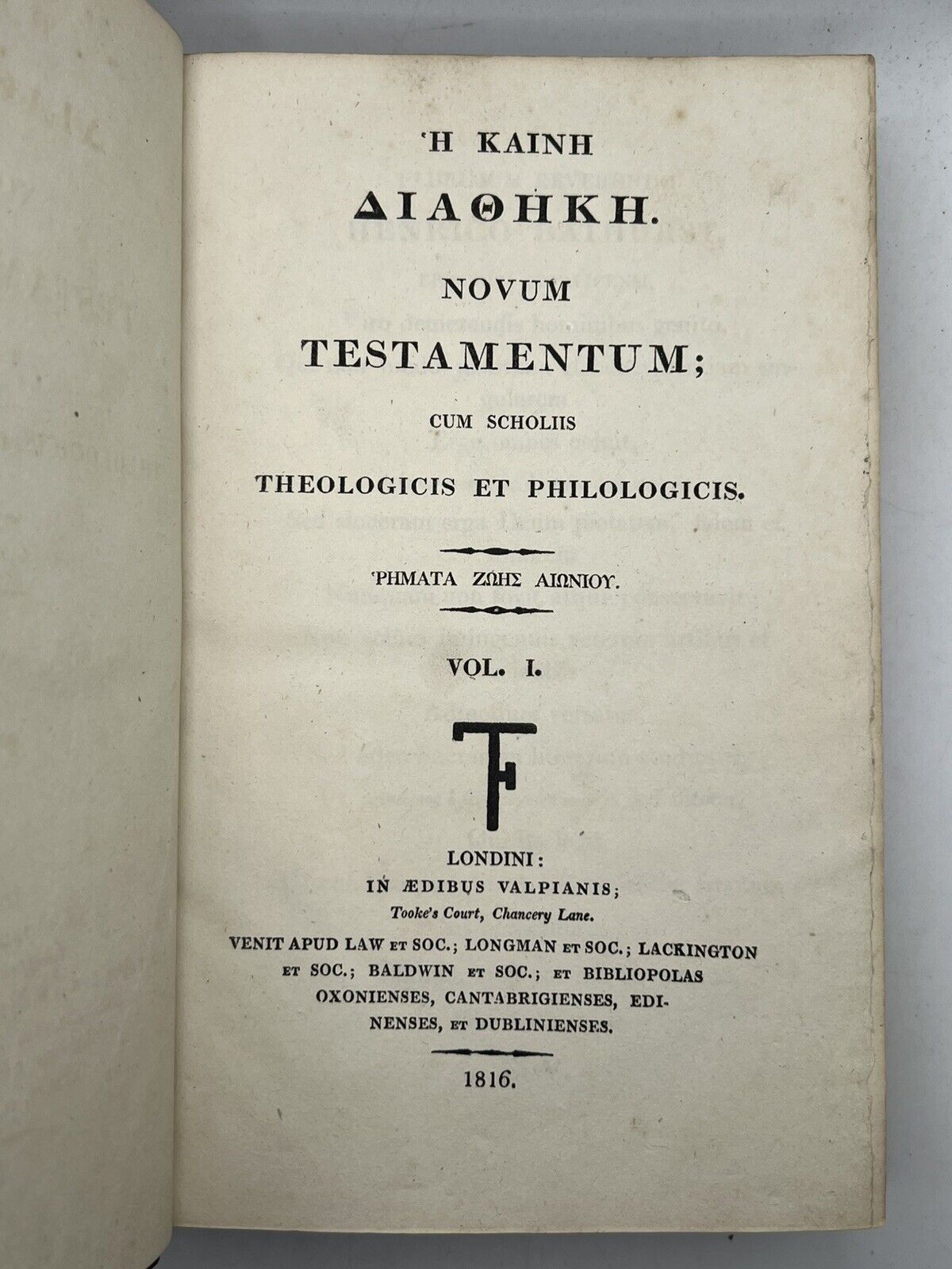 Novum Testamentum Graecum 1816