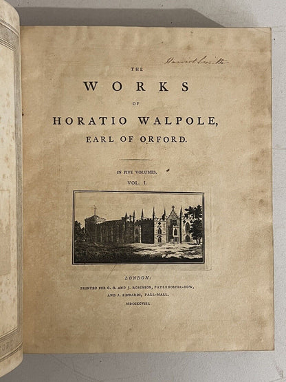 The Works of Horatio Walpole 1798 First Collected Edition