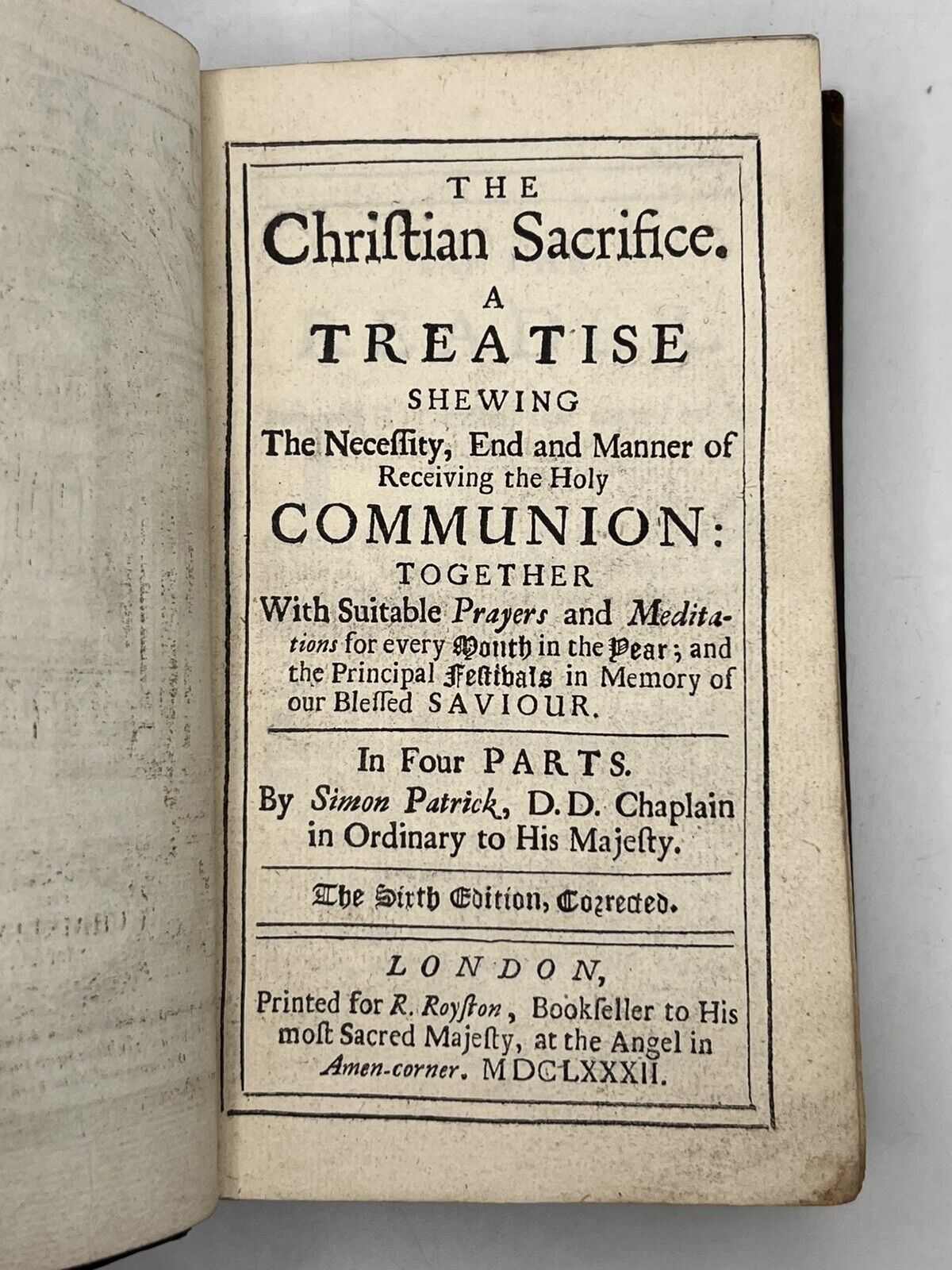 The Christian Sacrifice by Simon Patrick 1682