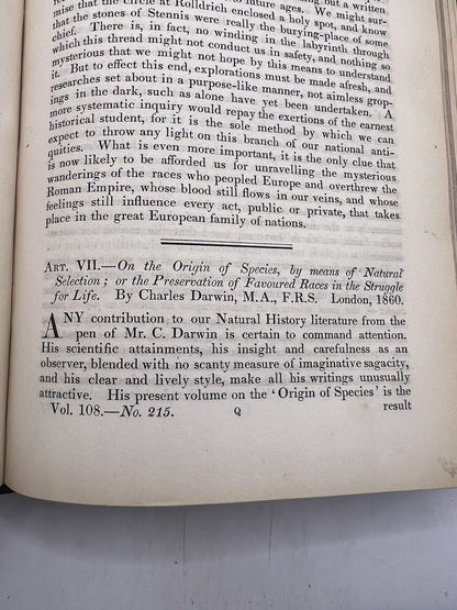 Charles Darwin Origin of Species Quarterly Review 1859-1861 First Edition