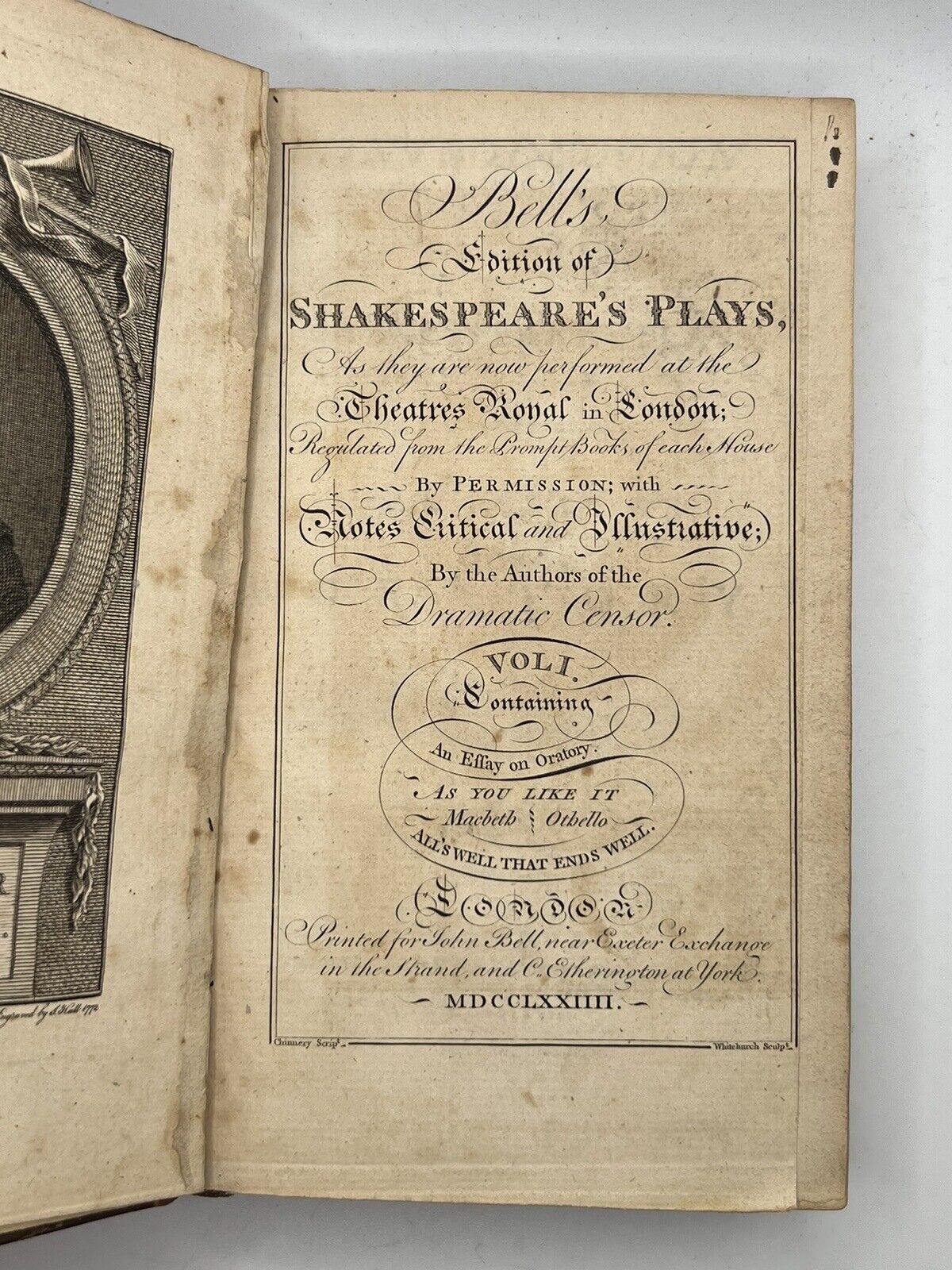 The Works of William Shakespeare 1773-4 Bell's Edition