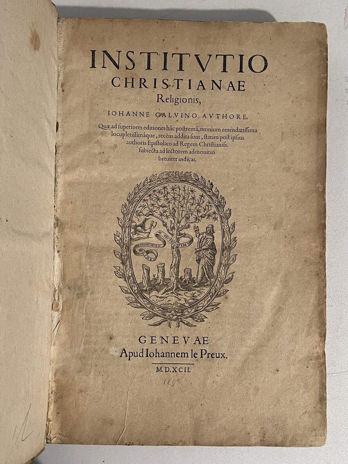 The Institutes of the Christian Religion by John Calvin 1592