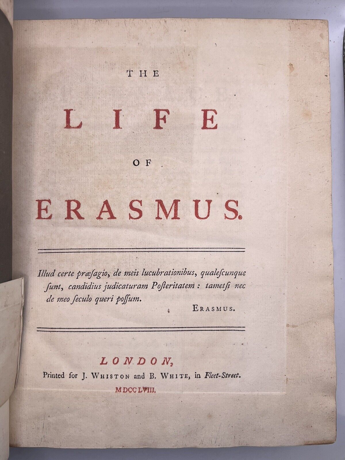 The Life of Erasmus 1758-60 First Edition