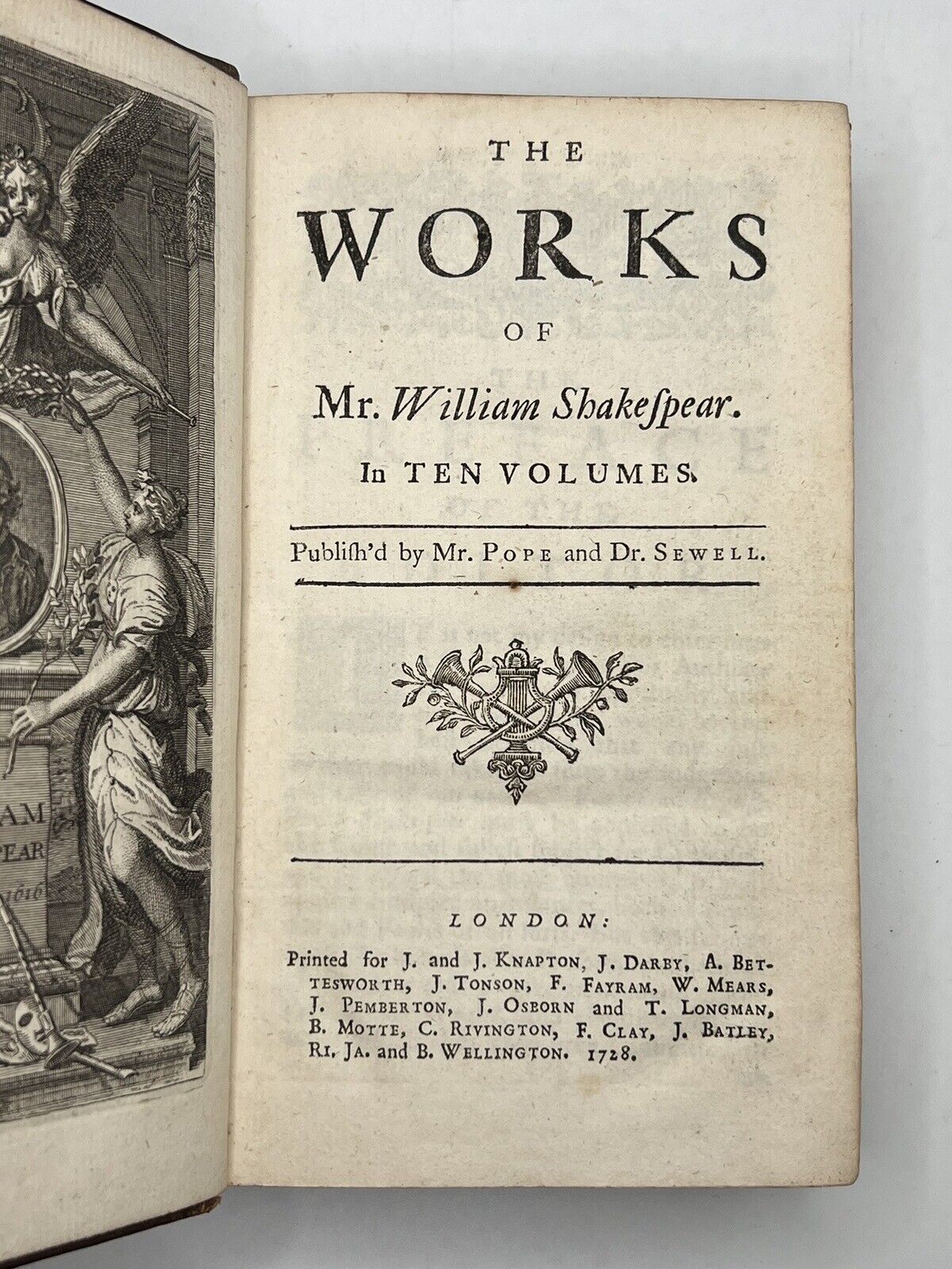 The Works of William Shakespeare 1728 Alexander Pope Edition First Edition Thus