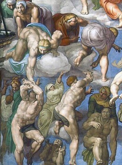 Circle of MICHELANGELO c.1550; Sketch for the Sistine Chapel Last Judgement