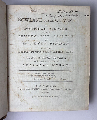 The Collected Works of Peter Pindar 1780-94