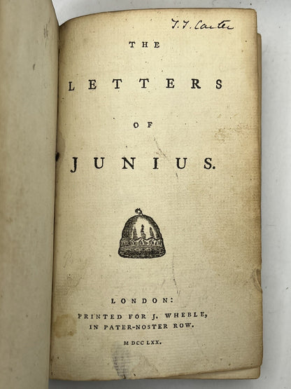The Letters of Junius 1770 Rare Pirated Edition