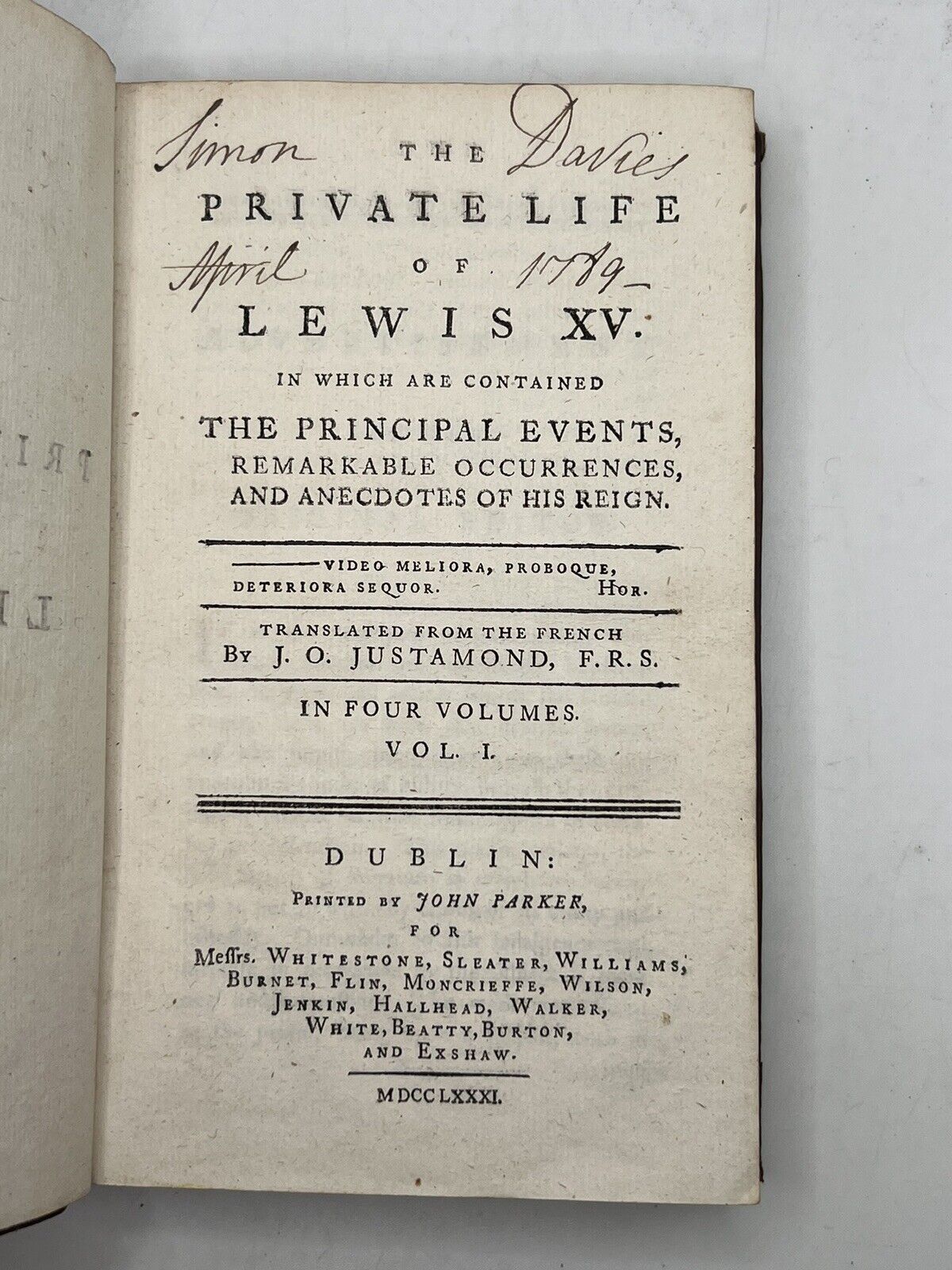 The Private Life of Lewis XV 1781